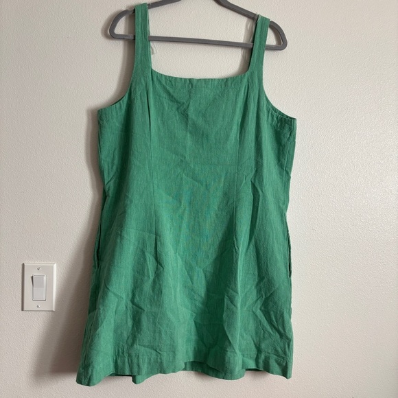 Women's Tank Mini Shift Dress A New Day Green Striped Cotton Linen Size XL - Picture 8 of 10